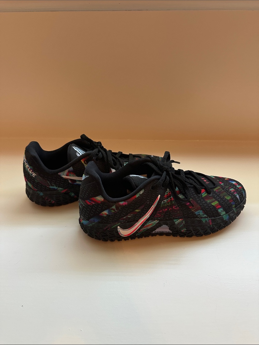 Nike Black Multicolor Kids' Basketball Sneakers